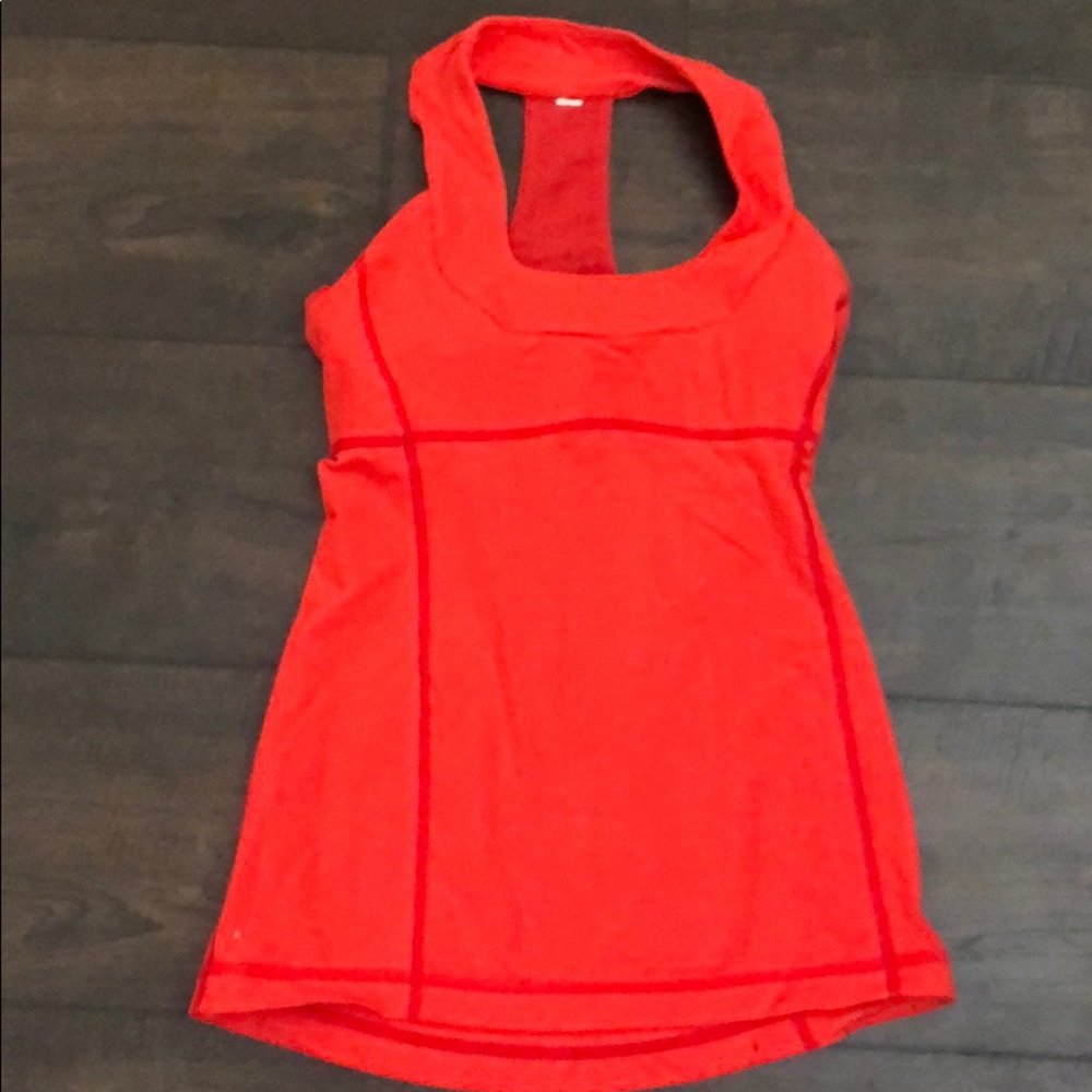 Red Lululemon workout top